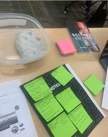 Teacher science discourse outcomes / notes listed on sticky notes